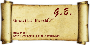 Grosits Bardó névjegykártya
